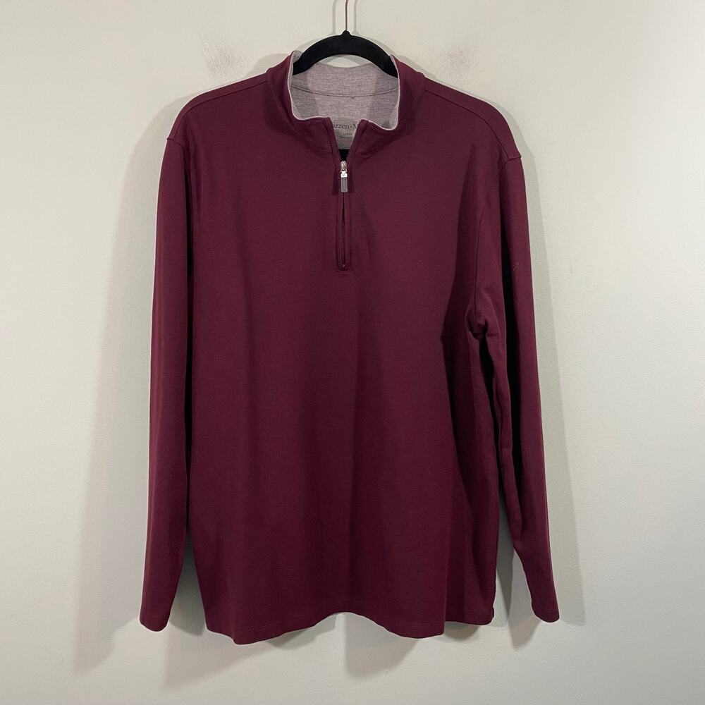 Mizzen + Main Men Heather Burgundy Proflex Quarter Zip Golf Pullover Size L